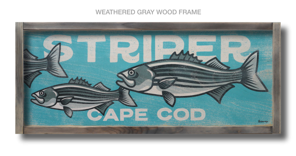 striped bass wood sign