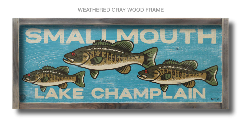 smallmouth bass wood sign