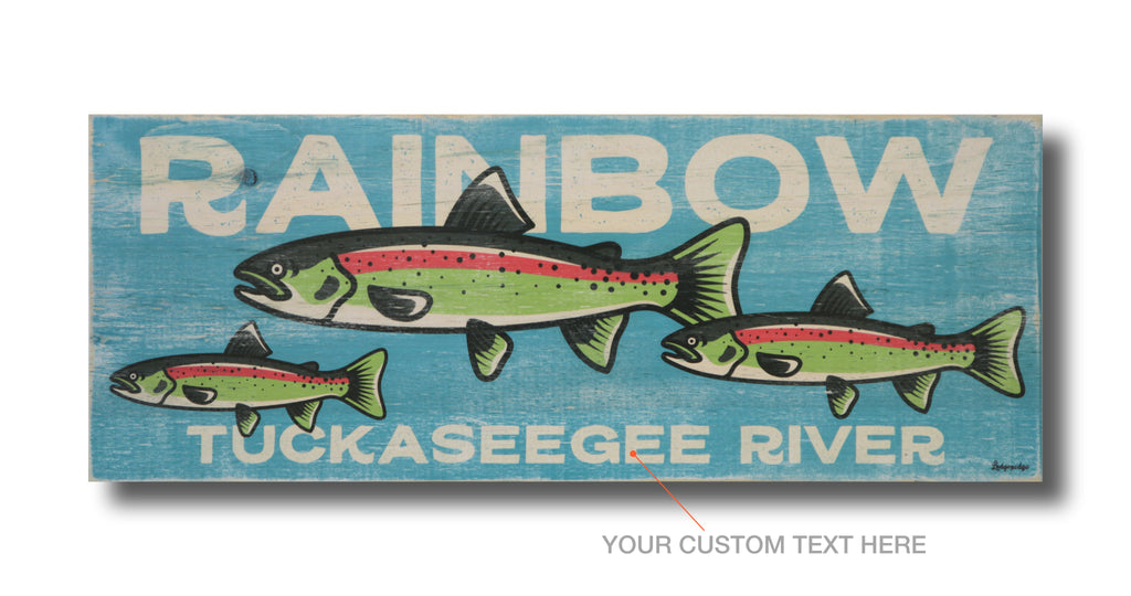 rainbow trout wood sign