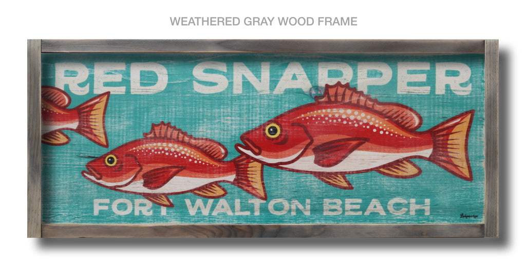 red snapper wood sign