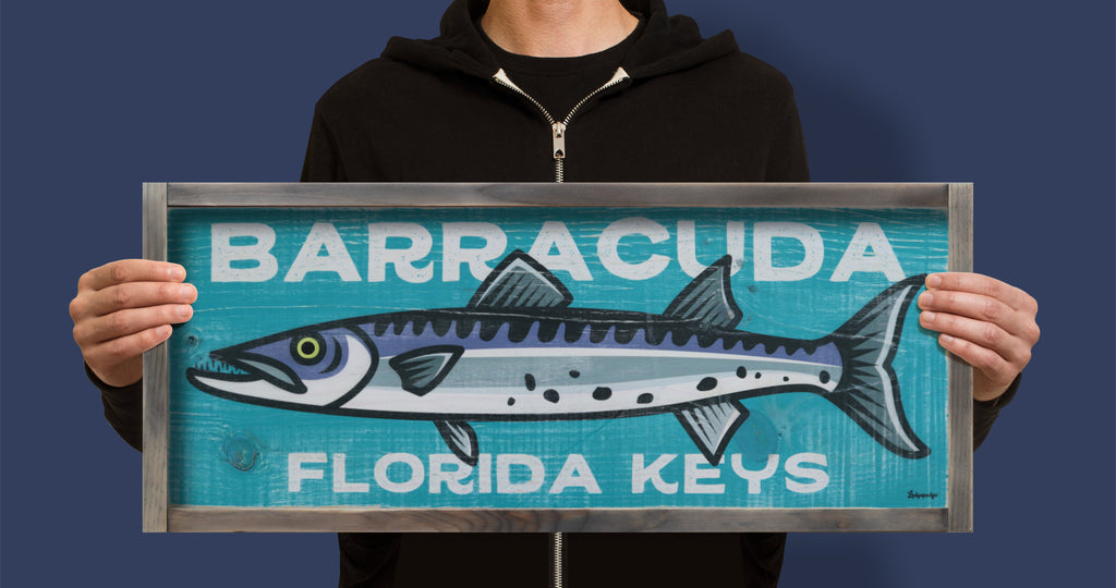 barracuda wood sign