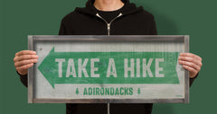 take a hike arrow wood sign