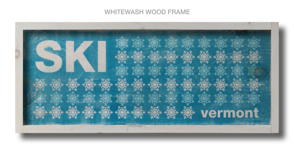 ski flag wood sign