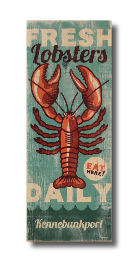fresh lobsters wood sign