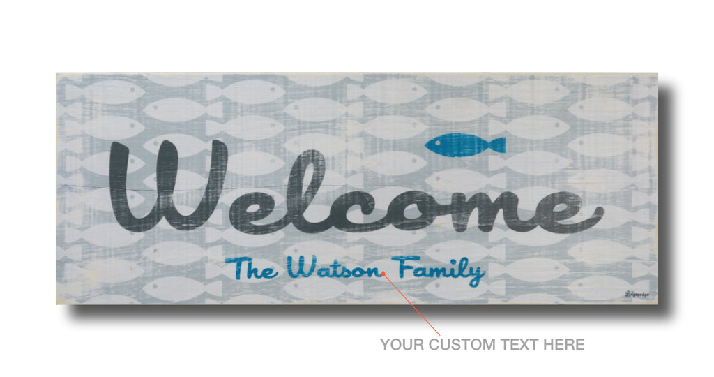 welcome fish wood sign
