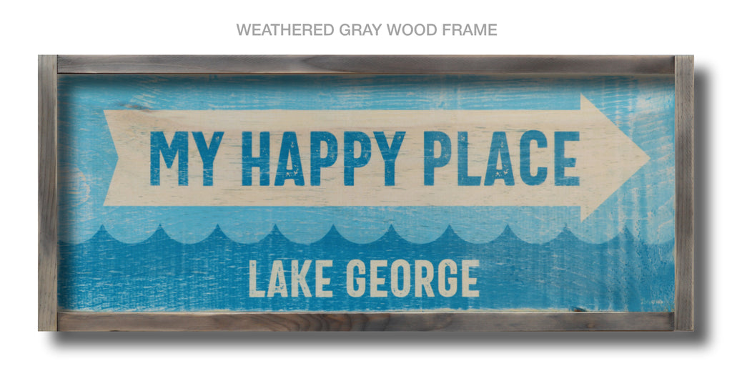 happy place arrow wood sign