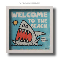 welcome shark wood sign