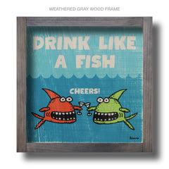 drink fish wood sign