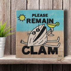 remain clam wood sign