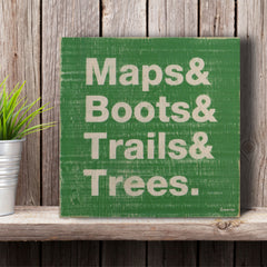 maps boots wood sign